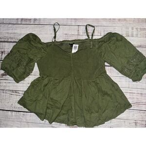torrid Olive Green Off-Shoulder Peasant Blouse